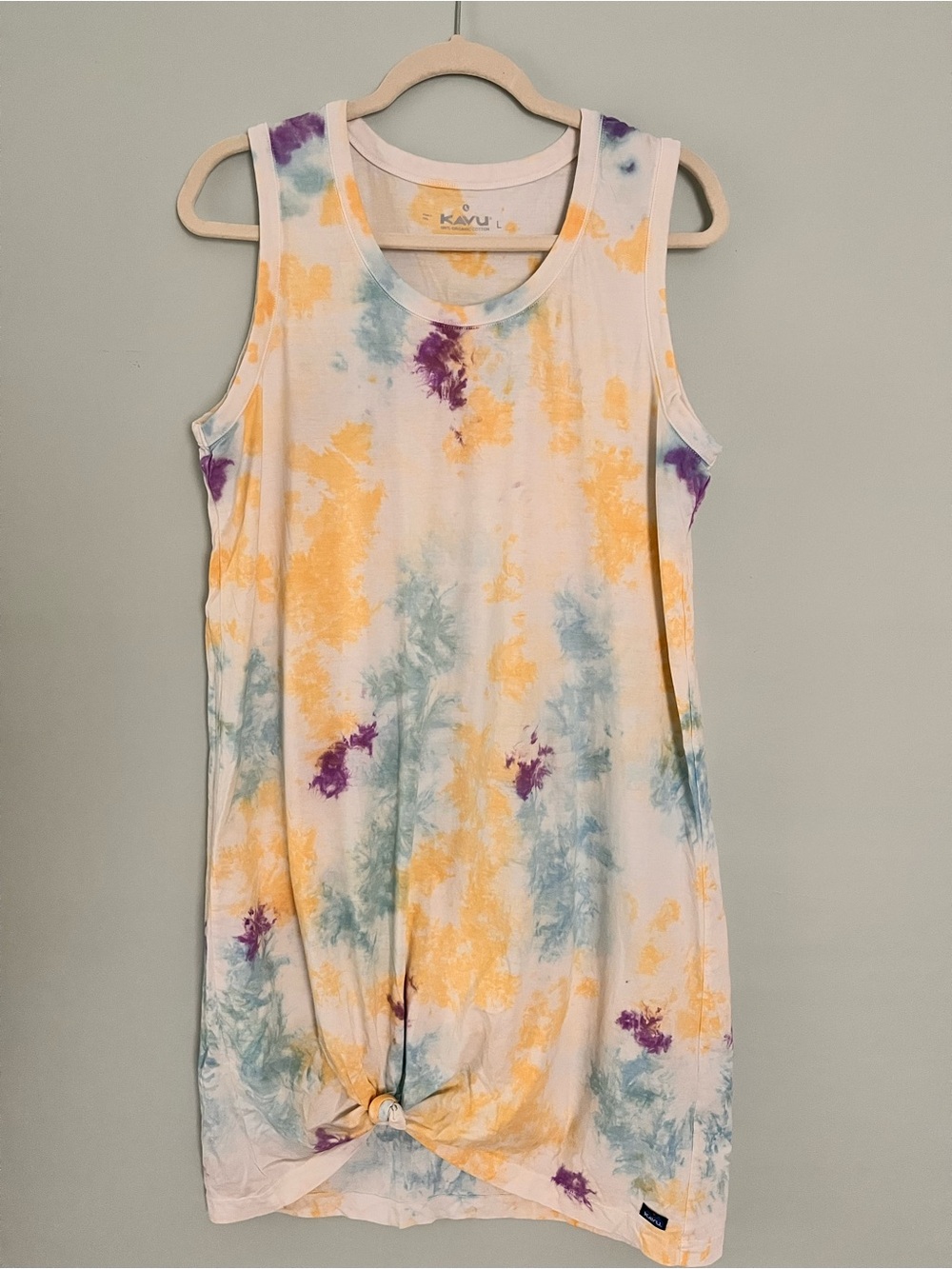 Kavu Tie-Dye Beach Coverup Dress in Yellow, Teal, Purple